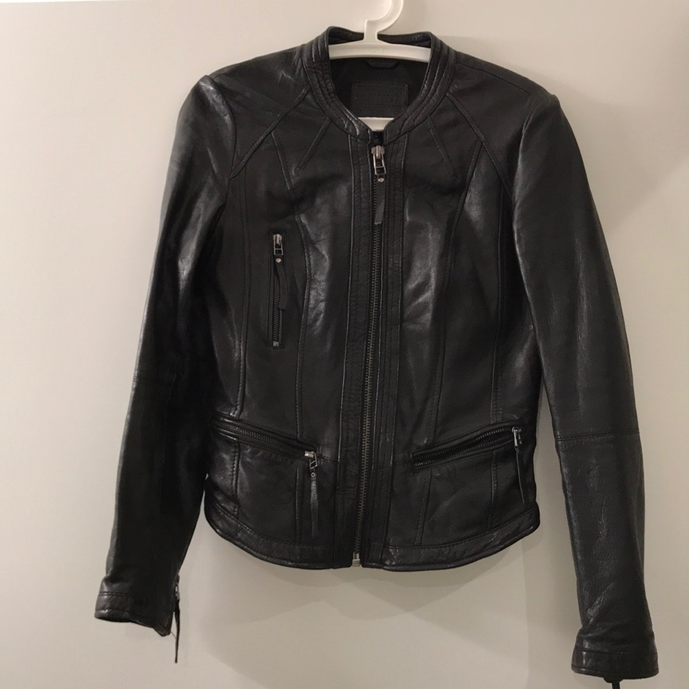 Bershka real leather black jacket.